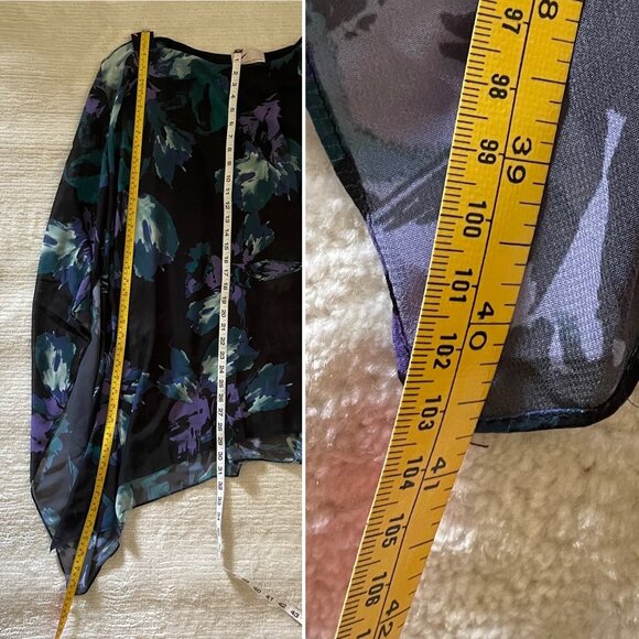 V by Vanessa Williams Asymmetrical Womens Flutter Blouse Sz 1X Floral - Picture 10 of 11